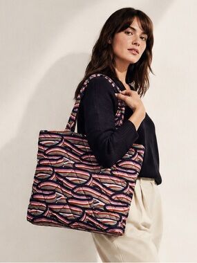Vera Bradley Multicolor Striped Loop Print Quilted Tote